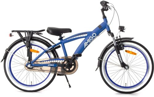 AMIGO Roady Fahrrad 20 Zoll - Kinderfahrrad für Jungen - 3 Gangen - Rücktrittbremse und V-Brake - Blau