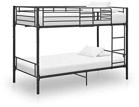 Homgoday Etagenbett aus Metall, Etagenbett, Bettgestell, Etagenbett, Modernes Bett für Wohnzimmer und Schlafzimmer, 90 x 200 cm