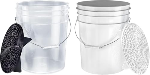 BenBow Kit de Nettoyage Auto: 2 seaux de 20L et 2 grilles de Lavage filtrantes - idéal pour Un Nettoyage approfondi et Efficace, méthode des Deux seaux