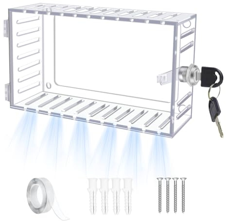 Termostato Trasparente Lock Box 18.3 * 11.7cm Scatola di Blocco Termostato con Chiave Coperchio Protezione Termostato Adatta per la Maggior Parte dei Termostati Sul Mercato
