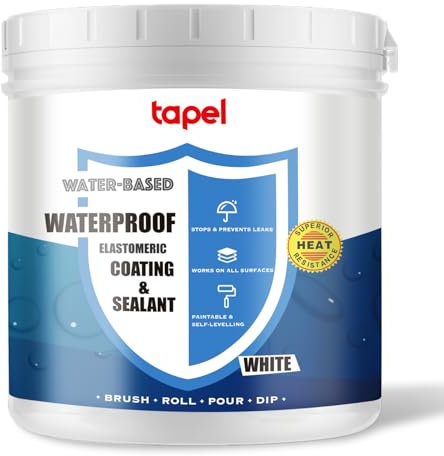 Tapel Liquid Rubber RV Roof Coating - 3X Stronger- White 1L - Waterproof Sealant for Leaks & Cracks, UV/Cold Resistant Paint for Metal, Wood & Concrete – Indoor/Outdoor Use