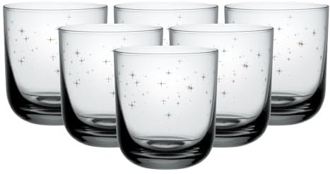 like. by Villeroy & Boch Winter Glow Wassergläser 6er Set, 310 ml, Gläser mit weihnachtlicher Sternchen-Verzierung, Klar