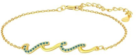 Wellenarmband – einfaches Wellenarmband mit Strass, Kupferarmband, Sommer- -Meer-Schmuck für Festival, Urlaub, Refer to description, Kupfer, Unisex