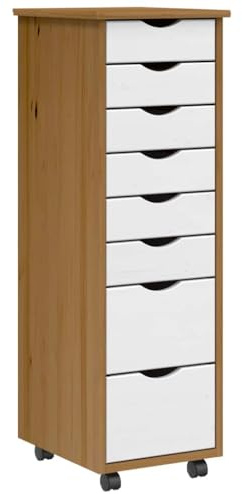 vidaXL Rollschrank mit Schubladen MOSS Honigbraun Massivholz Kiefer