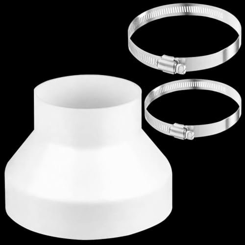 Abluftschlauch Adapter 150 mm auf 100 mm, Reduzierstück 150mm auf 100mm mit 2 Edelstahl Schlauchschellen, Reduzierstück 150 100 für Lüftung Rundrohr Lüftungskanal
