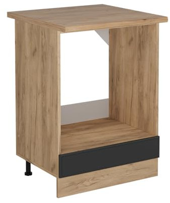 Vicco Herdumbauschrank R-Line, Herdschrank, Anthrazit Landhaus, 60 cm, AP Eiche