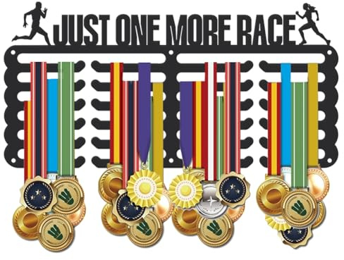 SUPERDANT Just One More Medaillenhalter Rennen Medaillen Aufbewahrung Wandmontage 6 Reihig Auszeichnungsband Medaillen Aufhänger Für Leichtathletik Marathonlauf Geschenke für Sportler Kinder