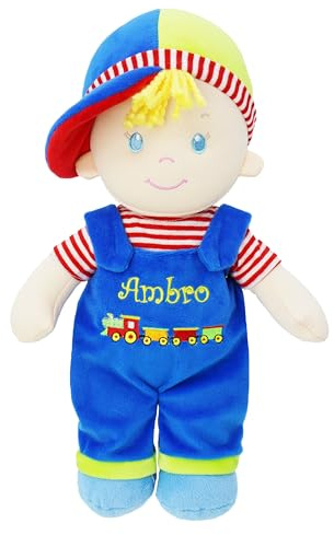 Lullaberry Personalisierte Kuschelpuppe Ben – Weiche Stoffpuppe Junge ab Geburt – Mit Wunschname – Blaues Outfit