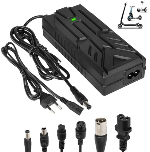 Tumacado 42V 2A Ladegeräte für Scooter，E Scooter Ladegeräte，Hoverboard Ladekabel，18V 24V 29.4V 36V Elektroroller Universal Lithium Batterie Ladegerät mit 6 Anschlüssen，für Elektrofahrräder Akkuladung