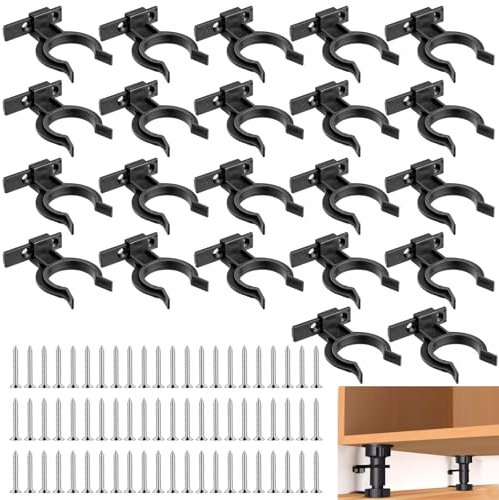 Celepoir 22 Piezas Clips para Zócalos de Cocina, Clips para Kickboard con 66 Tornillos, Clip de Fijación para Zócalo de Cocina, Robustos Ganchos Zócalo Baño Clip para 32-42mm Patas de Baño