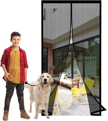 Fliegengitter Balkontür Magnet Insektenschutz Tür 88 x 230 cm Türvorhang Fliegenschutz Schiebetür Schützt vor Fliegen, Mücken & Insekten für Balkontür Wohnzimmer, Schwarz