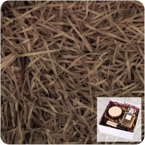 100 g strimlat silkespapper för presentaskar Brun, 100 gram Khaki Mjukt strimlat papper för korgar Fyllning och förpackningsfyllning Strimlat fyllningspapper för jul, födelsedag