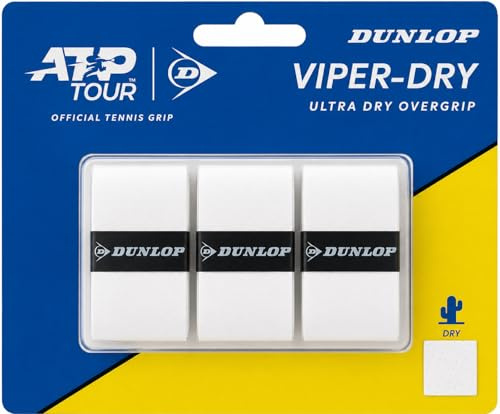 Dunlop ATP Viper Dry 3Pcs Overgrip, White, One Size
