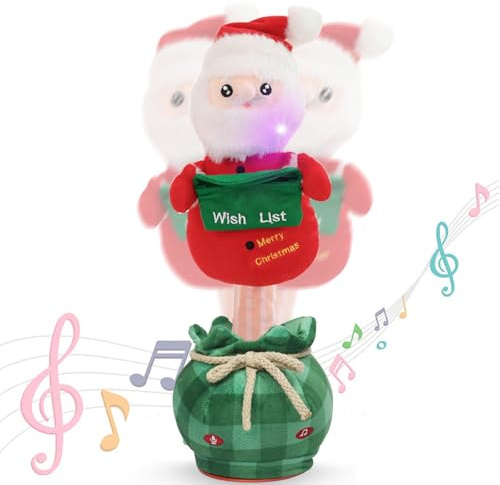 Weihnachten Plüschtier Spielzeug, Tanzender Kaktus, Sprechender Kaktus, Sprechende und Wiederholt Singender Plüschtier Spielzeug, Elektronischer Plüschpuppengeschenke für Geburtstags Weihnachten
