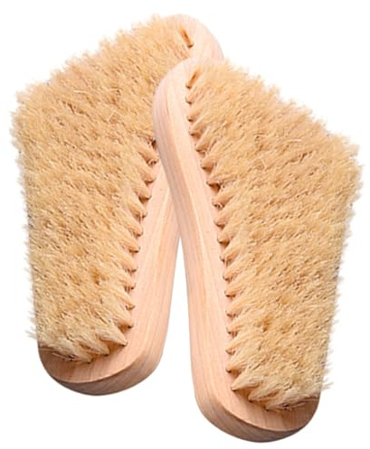 SAFIGLE Set 2 Pezzi Spazzole per Pulizia Scarpe Setole di Crine Morbide, Manico in Legno Ergonomico, per Lucidare e Rimuovere Sporco Facilmente