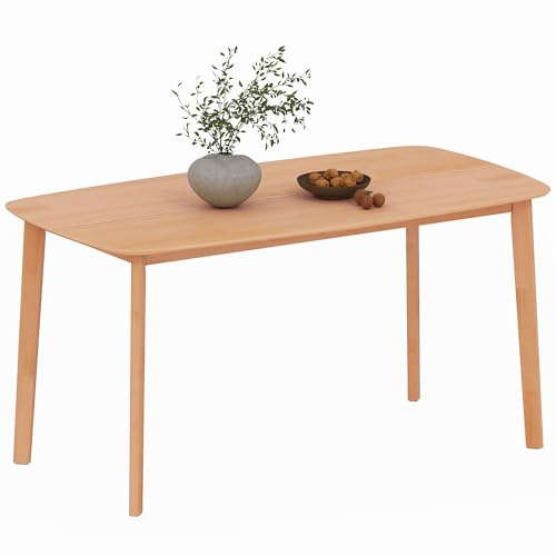 HOMCOM Solid Wood Dining Table for 6 People, 59 Long, Rustic, Natural