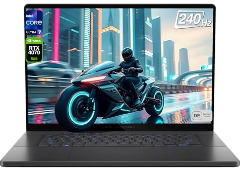 ASUS ROG Zephyrus 16 Gaming Laptop, Intel Core Ultra 7-155H, 32 GB LPDDR5x RAM, 2 TB PCIe SSD, 16 WQXGA (2560×1600) Display, Nvidia GeForce RTX 4070, QWERTZ RGB Tastatur, Windows 11 Home, Grau