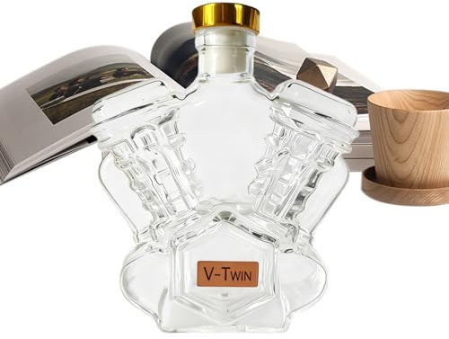 Rrlihjgu Botella De Whisky De Vidrio - Objetos De Colección De Botellas De Alcohol,Contenedor De Alcohólico Decorativo En Forma De Motor De Motocicletas Para Decoración De Interior, Escaparazones De