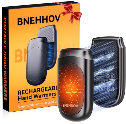 BNEHHOV Chauffe Main Rechargeable 2 en 1 Magnetique 6000 mAh, 3 Niveaux Réchauffeurs de Mains électriques réutilisables, Chauffage Portable Chasse Golf Ski Gaming, Cadeaux Hommes Femmes Enfants