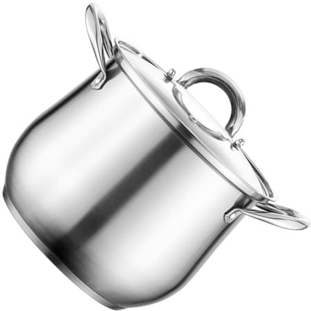 SHOWERORO Olla de Acero Inoxidable de 24 Cm con Doble Asa y Base Reforzada, Olla Grande para Cocinar Guisos y Sopas, Resistente y Anti-derrame, Suministros Cocina con Tapa para Uso