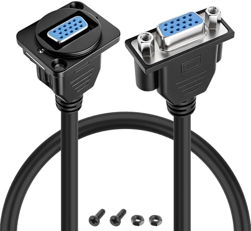MEIRIYFA Cable alargador VGA hembra a hembra, tipo D, VGA SVGA D-Sub de 15 pines, adaptador de cambio de género para PC, portátil, TV, Porjector Monitor, 0,2 m