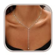 HARJJME Y Kette Gold Silber Damen 14K Vergoldete Lange Kette Damen Wasserfest Lang Halskette mit Cubic Zirkonia Anhänger Charm Ketten Sommer Modeschmuck Geschenke für Frauen Mädchen