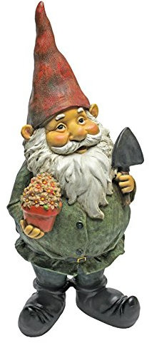 Design Toscano QM211261 Garden Gnome Statue - Dagobert with Gifts Garden Gnome - Lawn Gnome