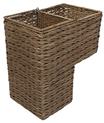 Kouboo 1060100 Pull Tissage tissé Main étape d'escalier en Osier, Marron café