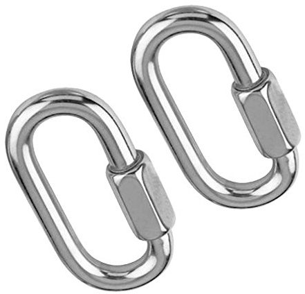 Versandbox24 2 Stück 4 mm Schraubverbinder A4 Edelstahl Kettenverbinder Schraubkarabiner