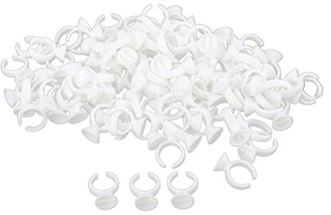 ROSENICE Einweg-Kleber Halter Ringe Kunststoff für Wimpern Extensions,100pcs(White)