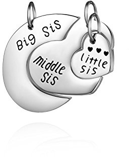 JewelryWe Schmuck 2/3 PCS BFF Ketten Freundschaftsketten Beste Freunde/Paare Halskette mit Edelstahl Mond Runde/Herz Anhänger Geschenk für Pärchen Freunde Familien Schwester