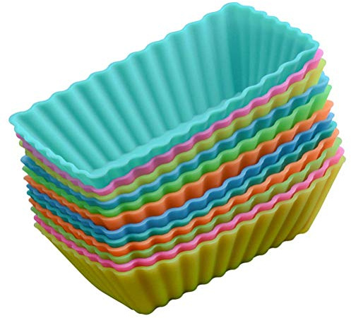 BESTonZON - Stampi per muffin in silicone rettangolari, stampini per cupcake, riutilizzabili, 8 pezzi
