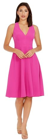Dress The Population Catalina - Vestido Midi sin Mangas para Mujer, Fucsia (Bright Fuchsia), S