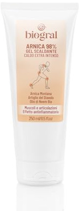 Biogral - Arnica per Cavalli Uso Umano 98% Gel Scaldante Decontratturante per Articolazioni e Muscoli Pre e Post Allenamento, Arnica Gel Forte con Artiglio del Diavolo, Olio di Neem Biologico (250ml)