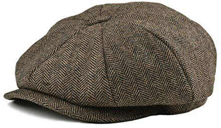 BOTVELA Herren 8 Panel Fischgräten-Tweed Schiebermütze aus Wollmischung