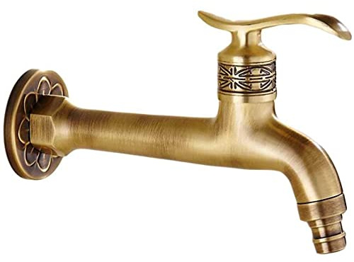 Zibaobeter Lungo Manico in Ottone Antico Rubinetto Acqua Fredda Rubinetto Bagno Mop Piscina Lavatrice Giardino Decorativi Rubinetti Tubo da Giardino
