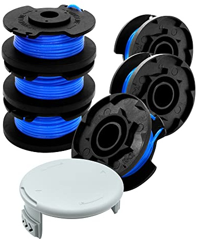 Uchidodo Trimmertråd till Ryobi Trimmer One+ 18V, 24V och 40V, 6 Trimmerspolar, Längd 3,35 m, Diameter 1,65 mm med Spolarlock