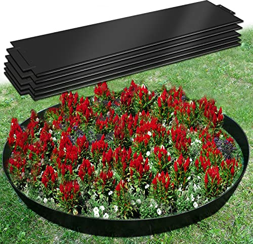 LZQ Rasenkante 20mx18cm Verzinkt Beeteinfassung Beetumrandung Mähkante Metall Palisade, 20 Stücke Schwarz Länge: 100cm - Höhe: 18 cm