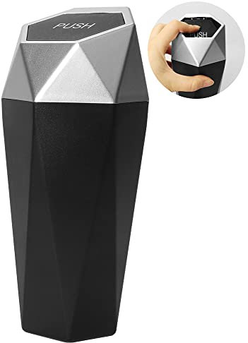 LYCXAMES Auto Mülleimer mit Deckel, Tragbare Fahrzeug Mülleimer Abfalleimer, Autobecherhalter, Auto Getränkehalter, Geeignet für Autos, Schlafzimmer, Büros (Schwarz)