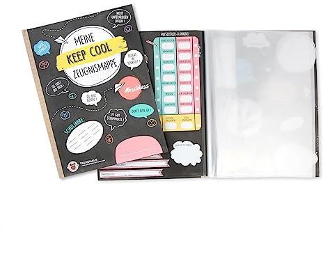 TRENDHAUS 958891 Alles für die Schule Zeugnissmappe DIN A4 – Dokumentenmappe inkl. 10 Klarsichthüllen – Dokumentenecht und individualisierbar