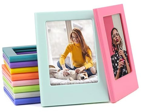 PIQIUQIU 10 Stück Magnetische Bilderrahmen Mini Fotorahmen 3-Zoll Magnet Kühlschrank Bilderrahmen (10 Farben)