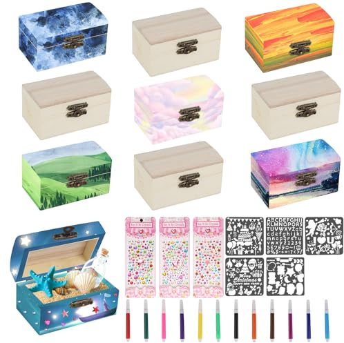 Lahnao 10 Mini Skattkistor för Barnkalas och Förvaring av Juveler - 5 x 5 x 9 cm, Perfekt för Gör-Det-Själv-Event och Barn med Lock