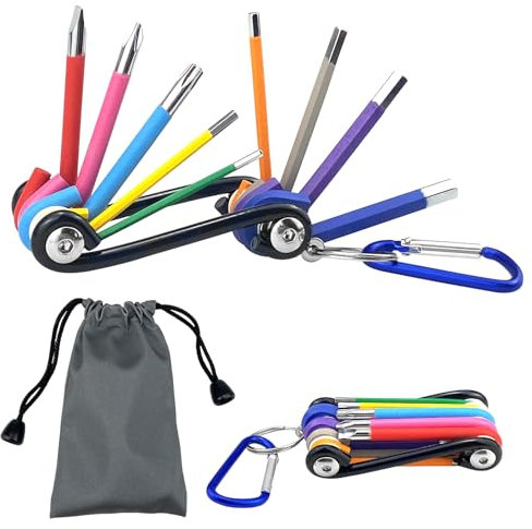 Irenwarl Set di Chiavi Esagonali Pieghevoli Professionali 9pz - Set Tascabile per Riparazione e Assemblaggio