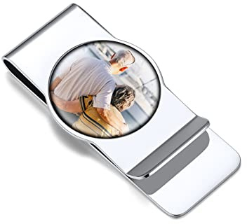 Bandmax Personalisierte Foto Geldklammern Schwarz Herren Damen Edelstahl Geldscheinklammer Rundes Foto Gravur Money Clip