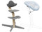 Stokke Nomi Sillar (Gris) + Newborn Set (Gris/Azul Grisáceo) - Incluye un Arnés de Seguridad de Cinco Puntos y Un Set de Tela Reversible y Lavable - Soporta hasta 150 kg