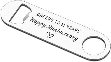 Porte-clés décapsuleur en acier pour 11e anniversaire de mariage pour lui, elle, 11 ans de mariage, cadeaux en acier pour femme, homme, couple, décorations de 11e anniversaire, décapsuleur de bière,