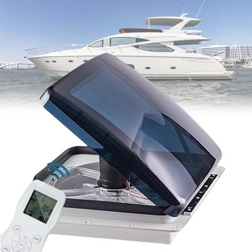 Ventilatore da Tetto per Camper, 12 V, aspiratore per Stanza Mobile con Luce LED, Ventilazione per Camper, 360 mm, aspiratore Reversibile, Presa d'Aria per Finestra da Tetto