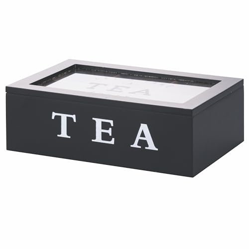 Scatola porta tè e tisane, 6 slot interni, colore nero, Sibilla