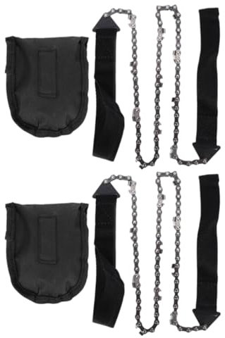2 pièces tronçonneuse de Poche, scie à chaîne à Corde scie à chaîne à Main scie à chaîne de Survie scie à Bois Coupe scie à Main avec Sac de Rangement pour Camping Chasse randonnée