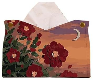 Zhaoj24-05 Kosmetiktücher Box Tissue Box Pu Serviette Halter Leder Papier Handtuch Halter Haushalt Wohnzimmer Tissue Box Gesichts Tissue Halter für Esszimmer Badezimmer Schlafzimmer(Red)